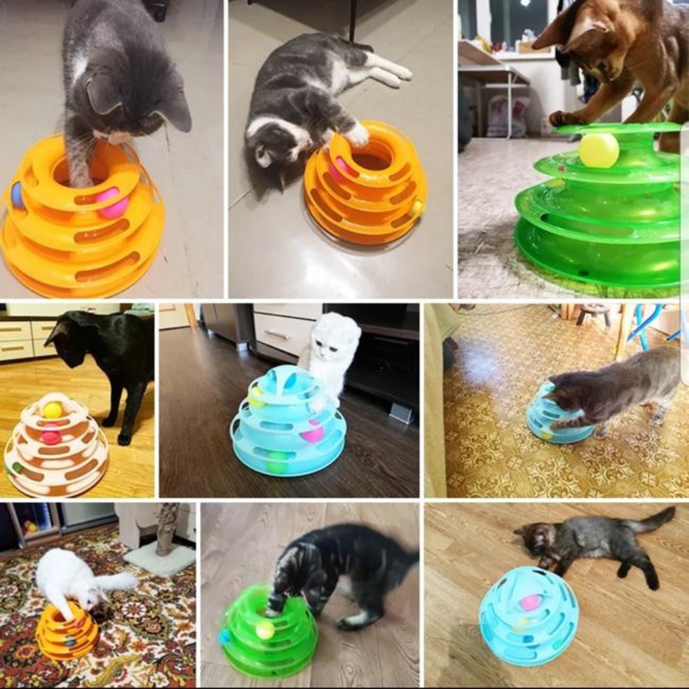 NEW Triple Fun Ball Track Cat Tower